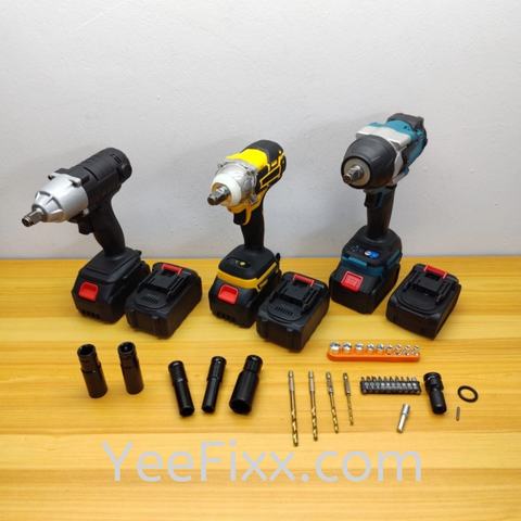 YeeFixx Rechargeable Battery Cordless Impact Wrench High Torque Install Aircond Bracket bolt & nut DIY Repair Car Motor
