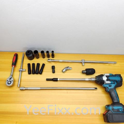 YeeFixx (1/2" Square Drive Socket Set)  Sliding T Bar + Long Extension + 80cm Drive Head Sockets + Wrench Universal