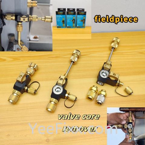 YeeFixx Fieldpiece Gas Valve Core Remover (R32 R410 R22) HVAC Brass Refrigerant Shut-Off Valve Adapter Aircond Gas