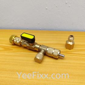 YeeFixx Gas Valve Core Remover(R32 R410 R22)HVAC Brass Refrigerant Shut-Off Valve Adapter Air Condition Gas vacuum 3way