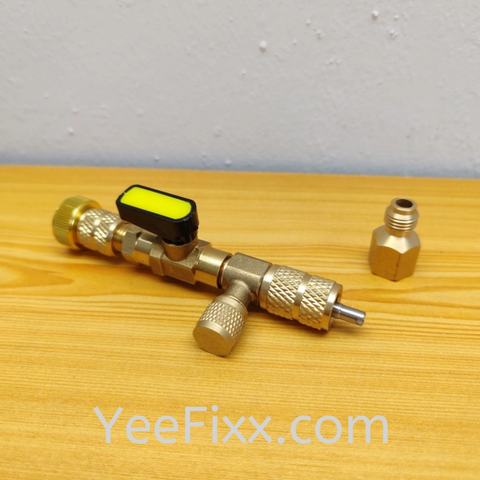 YeeFixx Gas Valve Core Remover(R32 R410 R22)HVAC Brass Refrigerant Shut-Off Valve Adapter Air Condition Gas vacuum 3way