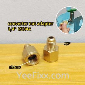 YeeFixx nut adapter 1/4'' R134a refrigerant gas tong converter to charging hose sambungan r134 gas hos peti sejuk