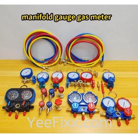 YeeFixx (Analog) manifold gauge refrigerant gas meter double / single check gas aircond refrigerator gas charging hose