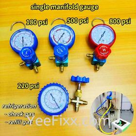 YeeFixx Single manifold gauge low / high side refrigerant gas meter check gas air-conditioner refrigerator charging hose