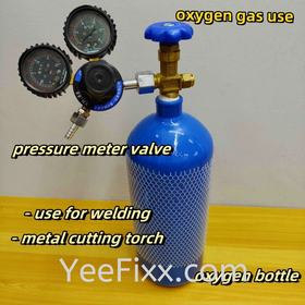 YeeFixx Oxygen Cylinder C/W gas pressure welding copper tube aircond pipe Oxygen Regulator Gauge Metal Cutting Torch