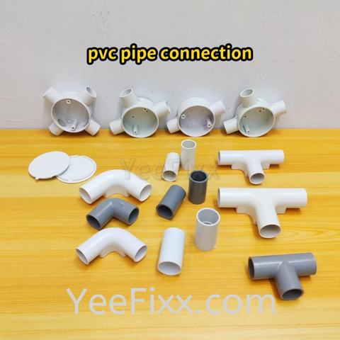 YeeFixx socket elbow tee of water pvc pipe grey / wiring pvc pipe white connection aircond outlet hose / wiring switch