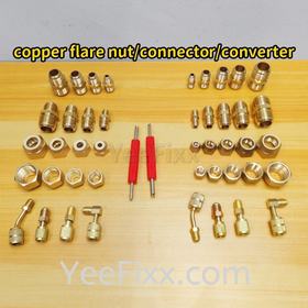 YeeFixx copper flare nut reducer / union connector & converter joint nut aircond fridge copper tube connection nuts