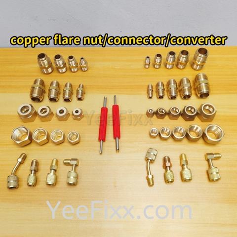 YeeFixx copper flare nut reducer / union connector & converter joint nut aircond fridge copper tube connection nuts