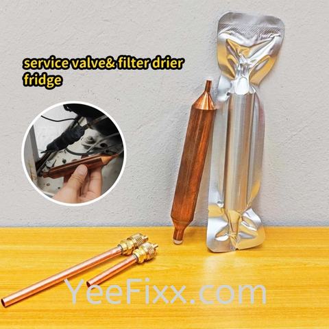 YeeFixx test gas pressure access valve r134 r22 r600a r12 service valve 1/4'' filter drier fridge/ aircond copper pipe